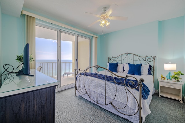 17545 Front Beach Rd Unit 1507, Panama City Beach, FL 32413 - bedroom featuring carpet floors, access to exterior, and a ceiling fan