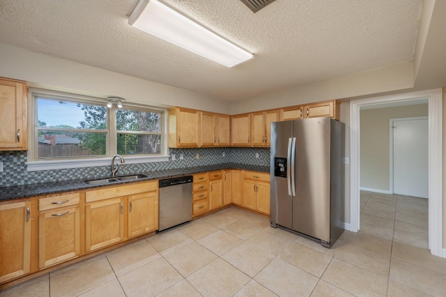 11 Birch Ave, Shalimar, FL 32579 - kitchen with stainless steel appliances, backsplash, a textured ceiling, and a sink