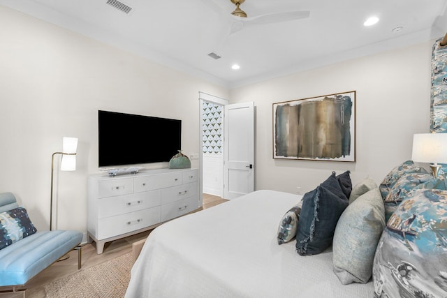 10 Basal St, Inlet Beach, FL 32461 - bedroom with recessed lighting, light wood finished floors, and a ceiling fan