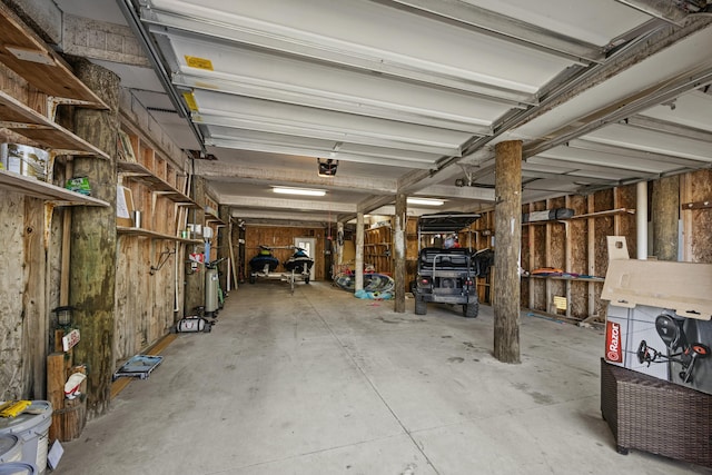 garage featuring a workshop area
