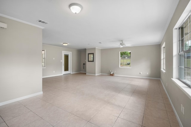 255 Brackin St, Crestview, FL 32539 - unfurnished room with baseboards, a ceiling fan, light tile patterned flooring, and visible vents