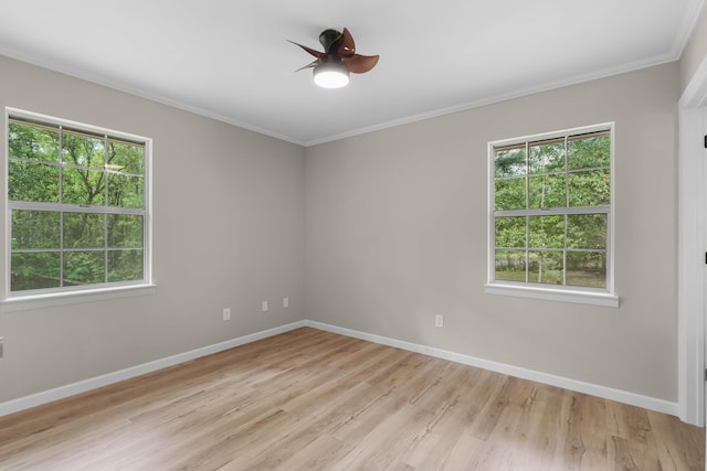 255 Brackin St, Crestview, FL 32539 - unfurnished room featuring baseboards, ornamental molding, light wood finished floors, and ceiling fan
