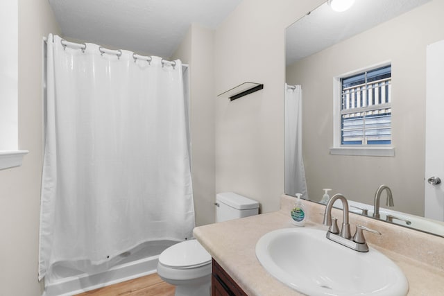 255 Brackin St, Crestview, FL 32539 - full bathroom with vanity, wood finished floors, toilet, and a shower with curtain