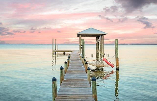 dock area featuring a water view