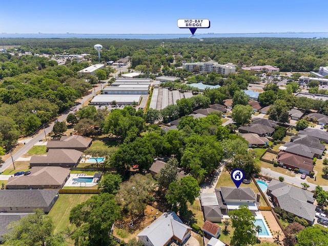 bird's eye view with a residential view and a forest view