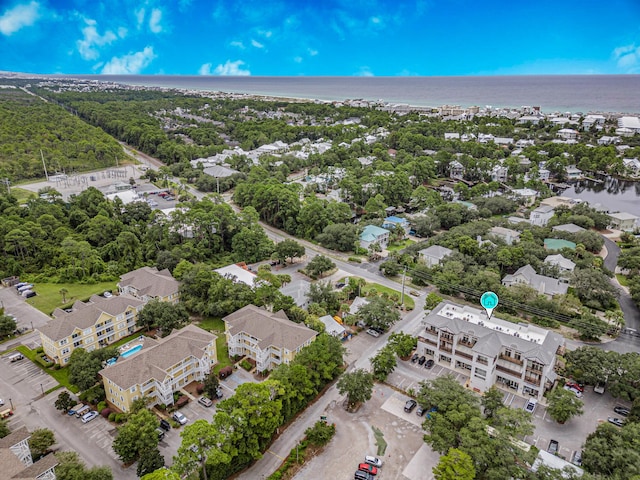 bird's eye view with a water view and a residential view