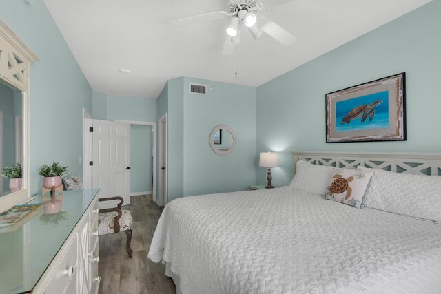 1160 Scenic Gulf Dr Unit 204A, Miramar Beach, FL 32550 - bedroom with ceiling fan, visible vents, and wood finished floors