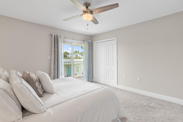 51 Cross Creek Rd Unit 15, Miramar Beach, FL 32550 - bedroom featuring a closet, ceiling fan, access to outside, baseboards, and carpet floors