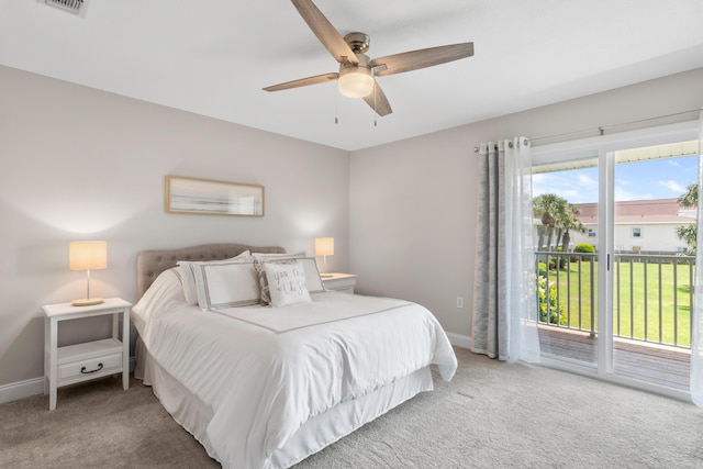 51 Cross Creek Rd Unit 15, Miramar Beach, FL 32550 - carpeted bedroom featuring baseboards, a ceiling fan, visible vents, and access to outside
