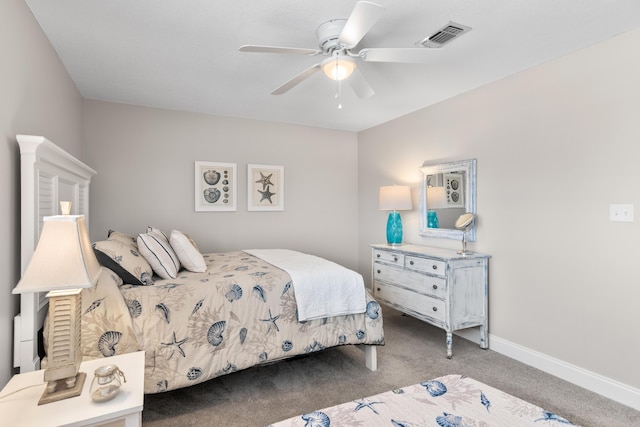 51 Cross Creek Rd Unit 15, Miramar Beach, FL 32550 - bedroom with baseboards, visible vents, a ceiling fan, and carpet floors