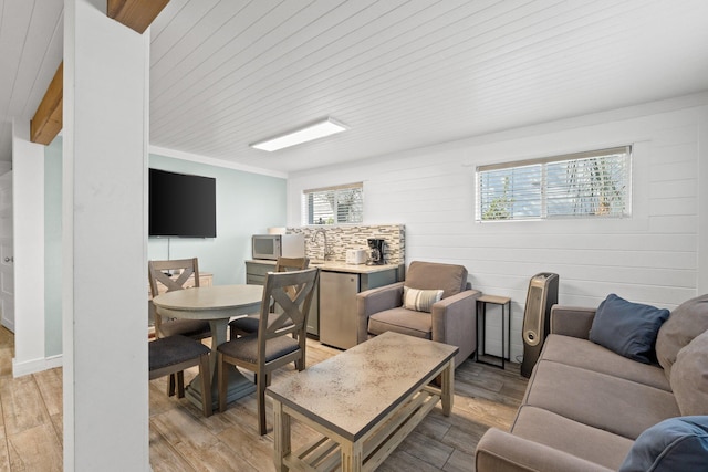 living area featuring light wood-type flooring