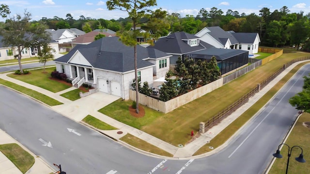 bird's eye view with a residential view