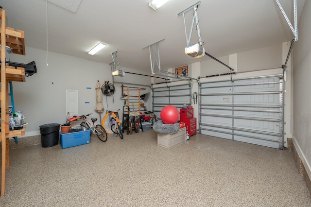 garage with a garage door opener