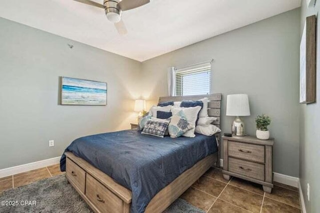 16701 Front Beach Rd Unit 2307, Panama City Beach, FL 32413 - bedroom featuring tile patterned flooring, ceiling fan, and baseboards