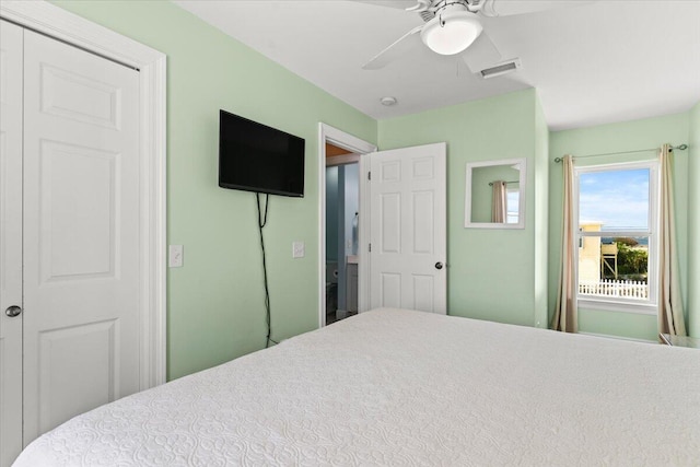 8054 Gulf Blvd, Navarre, FL 32566 - bedroom featuring a ceiling fan and visible vents