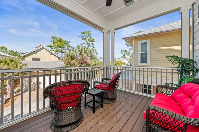50 Cinnamon Fern Ln, Santa Rosa Beach, FL 32459 - wooden terrace with a ceiling fan