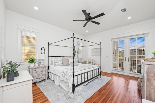 50 Cinnamon Fern Ln, Santa Rosa Beach, FL 32459 - bedroom featuring light wood finished floors, recessed lighting, access to outside, and visible vents