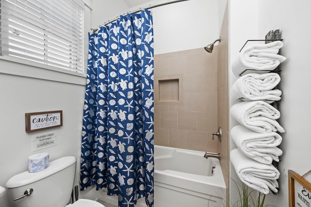 50 Cinnamon Fern Ln, Santa Rosa Beach, FL 32459 - bathroom featuring toilet and shower / bathtub combination with curtain