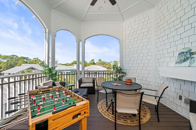 50 Cinnamon Fern Ln, Santa Rosa Beach, FL 32459 - deck with ceiling fan and outdoor dining space