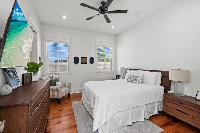 50 Cinnamon Fern Ln, Santa Rosa Beach, FL 32459 - bedroom featuring ceiling fan, recessed lighting, and wood finished floors