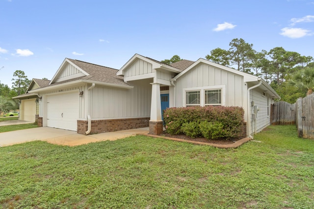 2690 Hartman Ct, Navarre, FL 32566 - single story home featuring board and batten siding, fence, an attached garage, concrete driveway, and a front yard