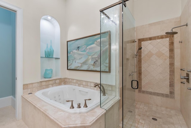 3002 Bay Villas Dr, Miramar Beach, FL 32550 - full bathroom with a shower stall, a tub with jets, and tile patterned flooring