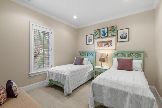 3002 Bay Villas Dr, Miramar Beach, FL 32550 - bedroom with crown molding, baseboards, recessed lighting, and carpet