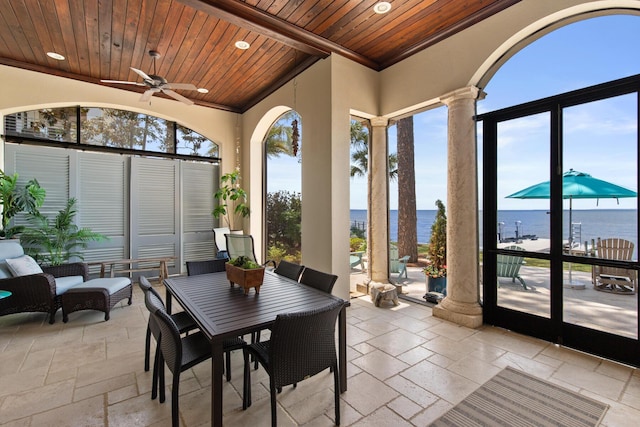 3002 Bay Villas Dr, Miramar Beach, FL 32550 - sunroom featuring a water view and plenty of natural light