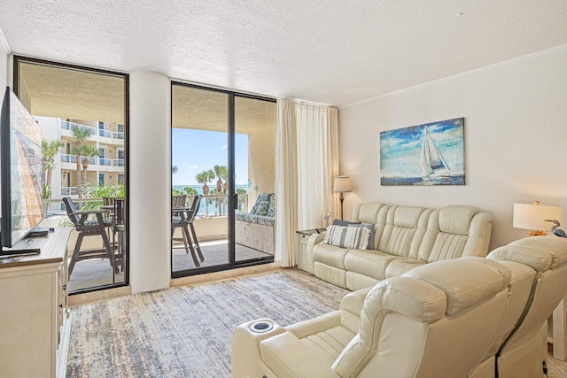 100 Gulf Shore Dr Unit 202, Destin, FL 32541 - living room with a textured ceiling and a wall of windows