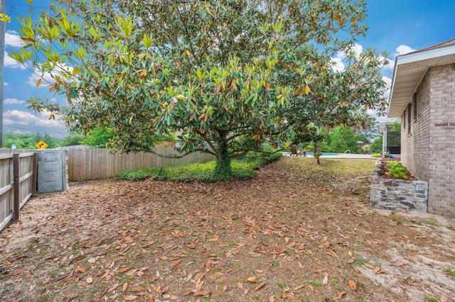 view of yard featuring a fenced backyard