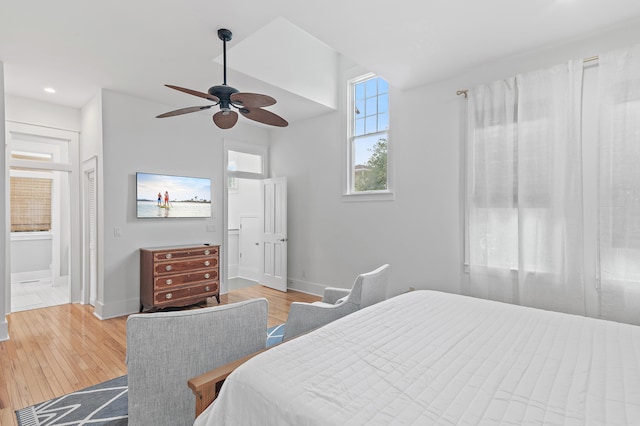 97 Sarasota St, Miramar Beach, FL 32550 - bedroom with baseboards, ensuite bathroom, recessed lighting, and wood finished floors