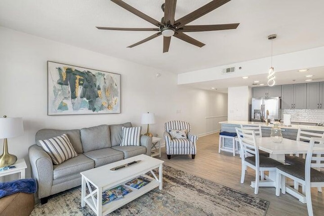 1751 Scenic Highway 98 Unit 906, Destin, FL 32541 - living area with ceiling fan, light wood-style floors, recessed lighting, baseboards, and visible vents