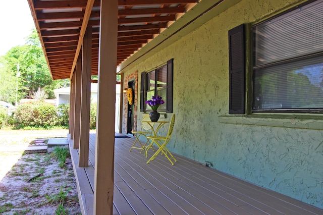 deck featuring a porch