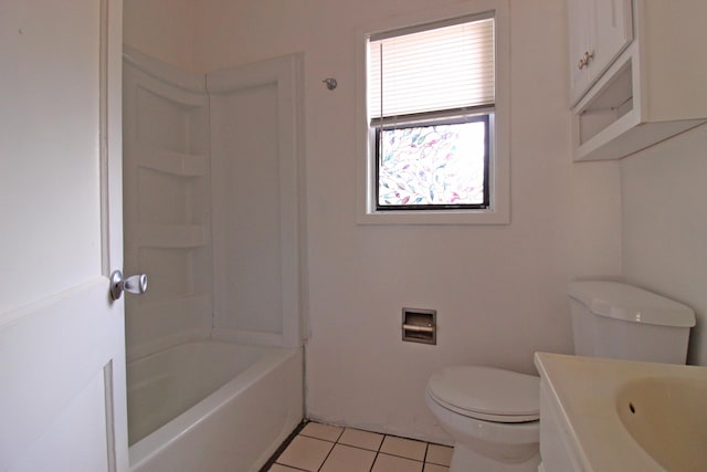 bathroom featuring toilet, tile patterned flooring, and vanity