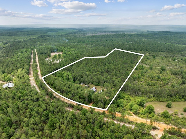 birds eye view of property featuring a view of trees