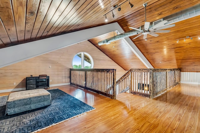 126 Tall Oaks Rd, Defuniak Springs, FL 32435 - additional living space with wooden walls, wood ceiling, hardwood / wood-style flooring, and lofted ceiling