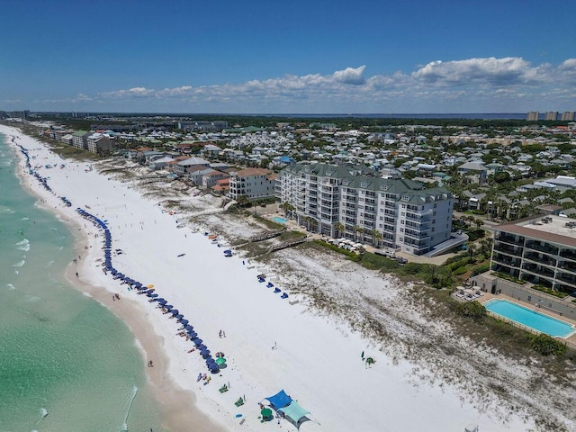 aerial view of extended coastline and a pool area