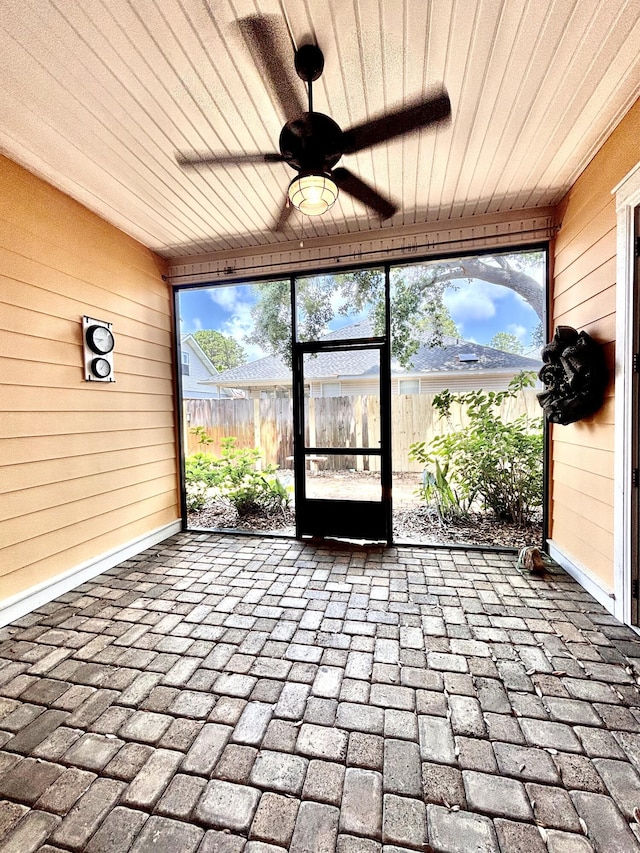 134 Rivercrest Cir, Santa Rosa Beach, FL 32459 - unfurnished sunroom featuring ceiling fan