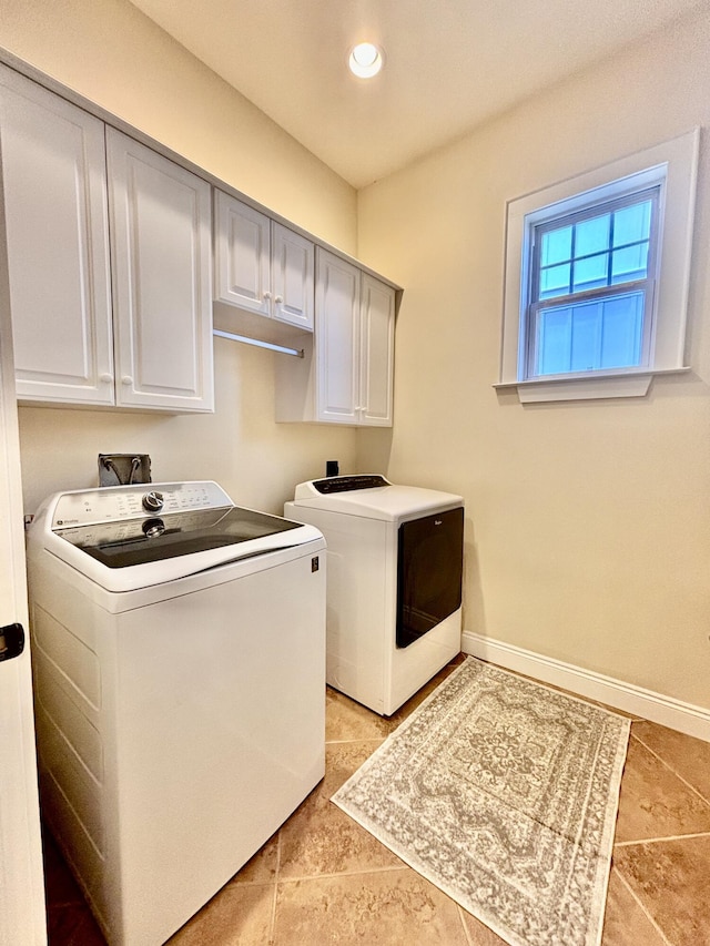 134 Rivercrest Cir, Santa Rosa Beach, FL 32459 - washroom featuring washer and clothes dryer, cabinet space, baseboards, light tile patterned flooring, and recessed lighting