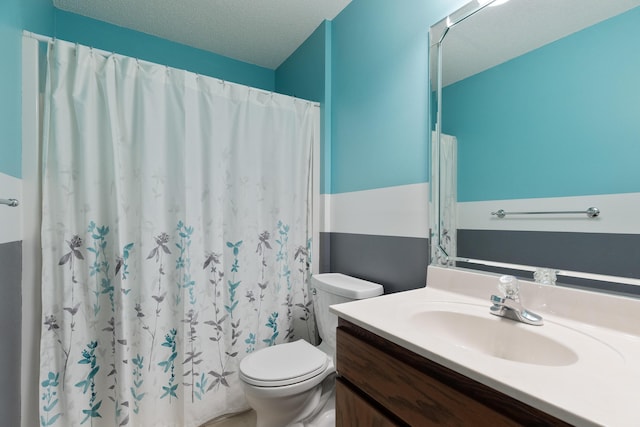 6100 Buck Ward Rd, Baker, FL 32531 - full bath with toilet, a textured ceiling, curtained shower, and vanity