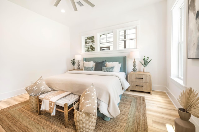 174 Grande Pointe Cir, Inlet Beach, FL 32461 - bedroom with light wood-style floors, ceiling fan, and recessed lighting