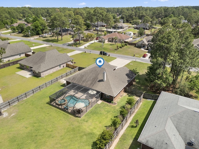 drone / aerial view with a residential view