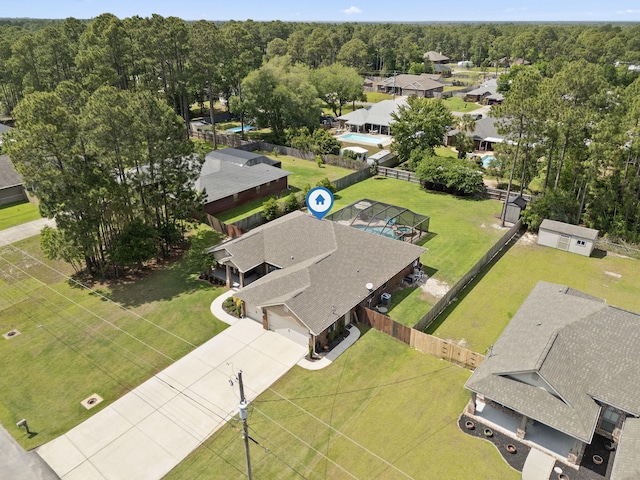 aerial view with a residential view