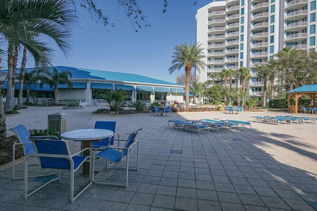 exterior space with a gazebo and a patio area