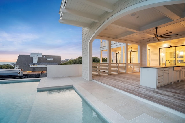 264 Grace Point Way, Watersound, FL 32461 - swimming pool featuring an outdoor kitchen, a sink, and ceiling fan