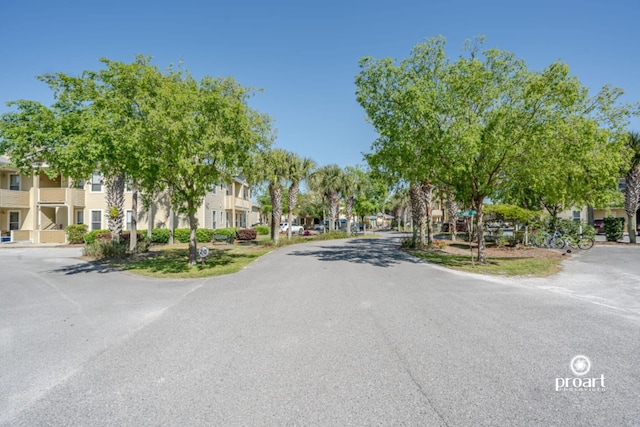 view of road with a residential view