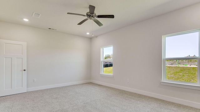 3068 Heritage Plantation Blvd, Laurel Hill, FL 32567 - unfurnished room with recessed lighting, baseboards, light colored carpet, and visible vents
