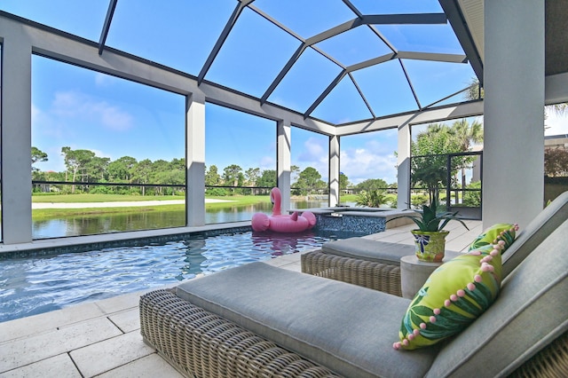 489 Regatta Bay Blvd, Destin, FL 32541 - sunroom featuring a hot tub and a water view