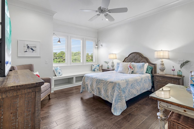 489 Regatta Bay Blvd, Destin, FL 32541 - bedroom featuring ornamental molding, wood finished floors, and a ceiling fan