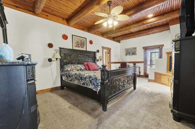 35 Blue Bayou Dr, Santa Rosa Beach, FL 32459 - bedroom featuring wood ceiling with exposed beams, carpet flooring, and baseboards